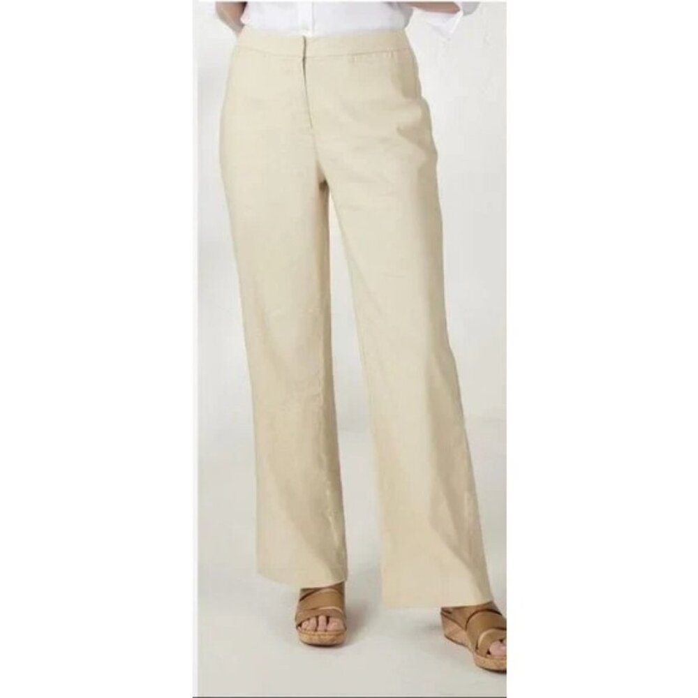 NWT Coldwater Creek Wheat Ridge Linen Blend Pants Natural Plus Size 22W